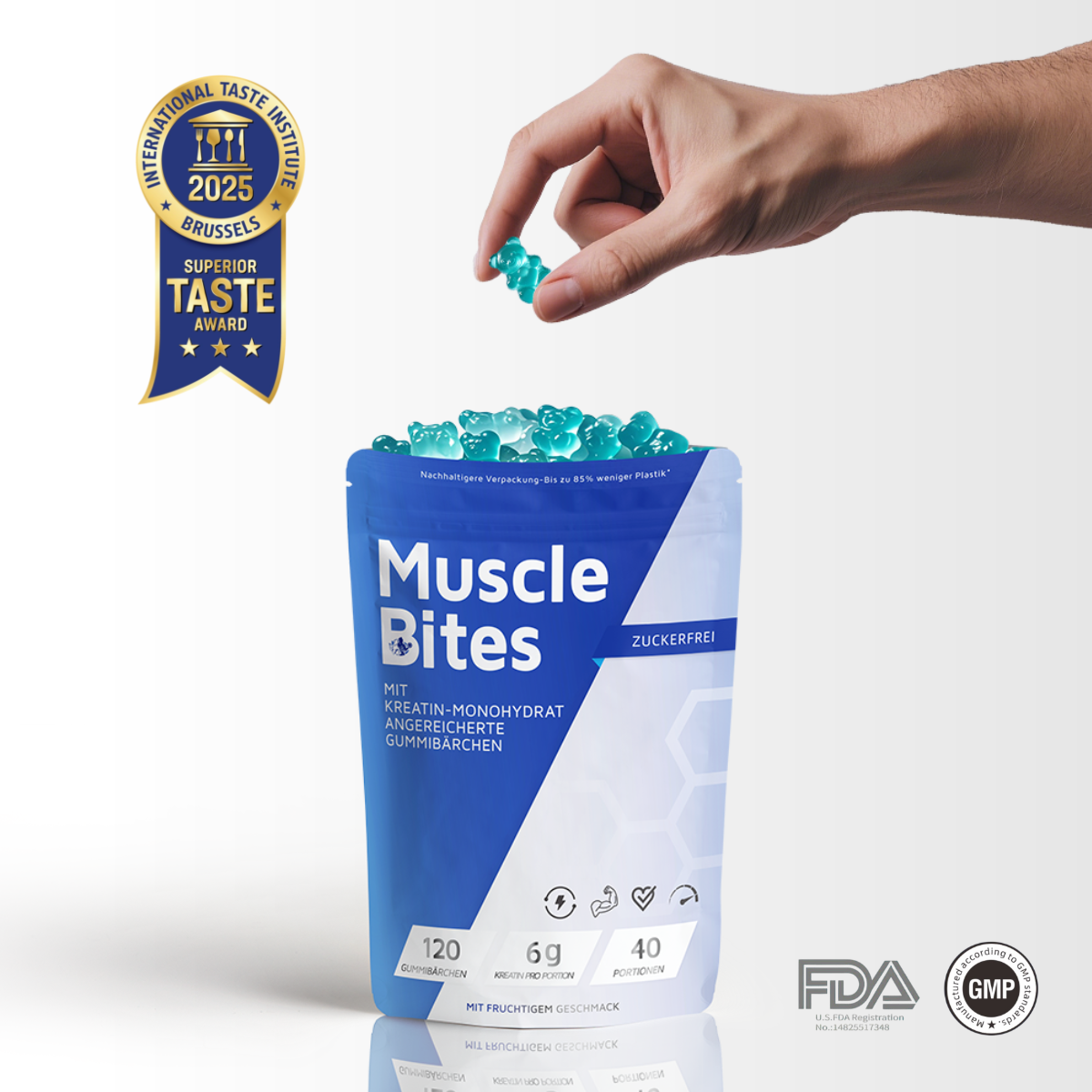 Kreatin Gummibärchen Produktverpackung